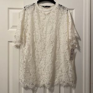 NWT Zara lace shirt white size M